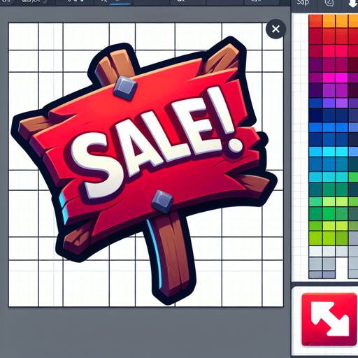 Sale! Sign.
Single Game Texture.  In-Game asset.  2d.  Blank background.  High contrast.  No shadows