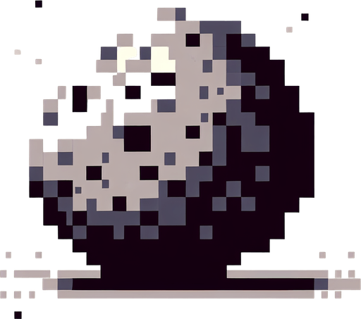 Asteroid 2D Pixel..
Single Game Texture. In-Game asset. 2d. Blank background. High contrast. No shadows.