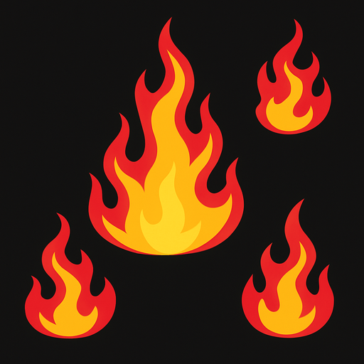 group of fire.
In-Game asset.  2d.  High contrast.  No shadows