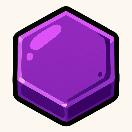 Edible hexagonal single purple candy.
In-Game asset.  2d.  High contrast.  No shadows