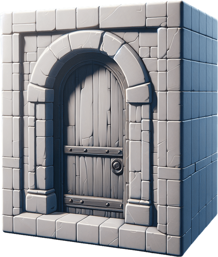 A door.
Single Game Texture.  In-Game asset.  2d.  Blank background.  High contrast.  No shadows