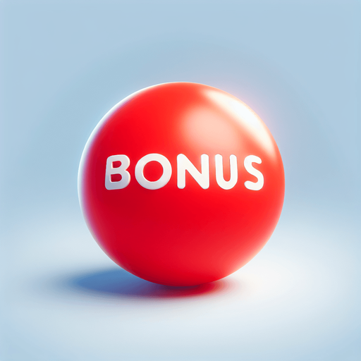 A red ball with the words bonus.
Single Game Texture. In-Game asset. 2d. Blank background. High contrast. No shadows.