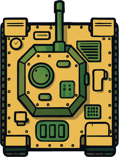 TANK ÜSTEN GÖRÜNÜŞ 2D.
In-Game asset.  2d.  High contrast.  No shadows