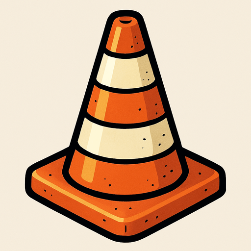 traffic cone.
In-Game asset.  2d.  High contrast.  No shadows
