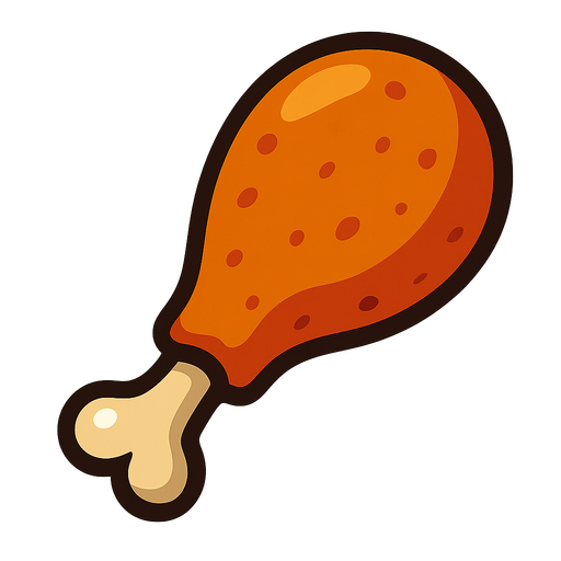 chicken leg.
In-Game asset.  2d.  High contrast.  No shadows