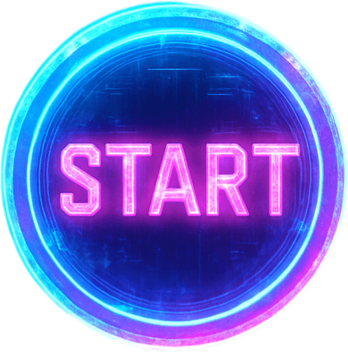 neon cyberpunk glowing hologram START button