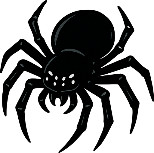 black spider.
In-Game asset.  2d.  High contrast.  No shadows