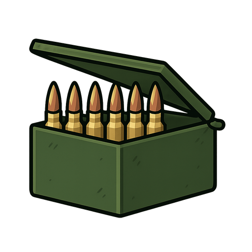 Bullet Ammo. No background. Transparent background. Blank background. No shadows. 2d. In-Game asset. flat