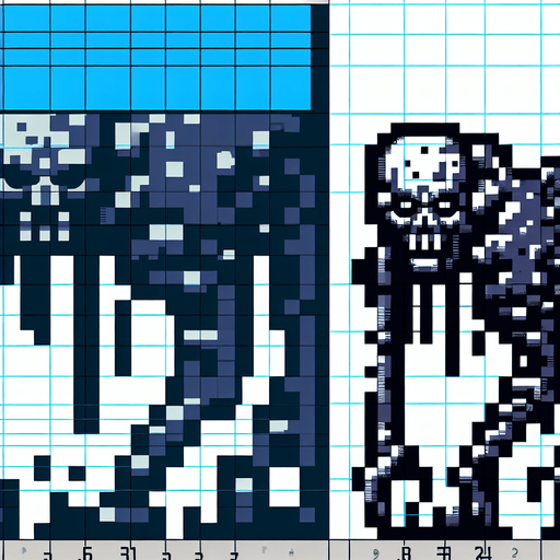 Make it a 8 bit zombie that is menacing.
Single Game Texture.  In-Game asset.  2d.  Blank background.  High contrast.  No shadows