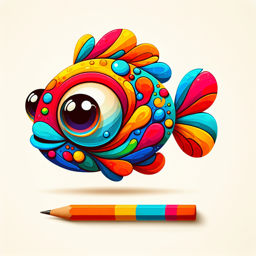 cartoon fish.
2D, Without background