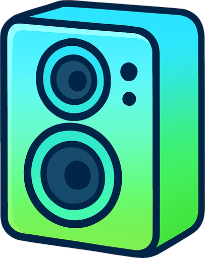 rectangular speaker with soft edges, in color sky blue gradient to grass green.
In-Game asset.  2d.  High contrast.  No shadows. cute