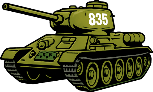 tanque t34-85.
In-Game asset.  2d.  High contrast.  No shadows