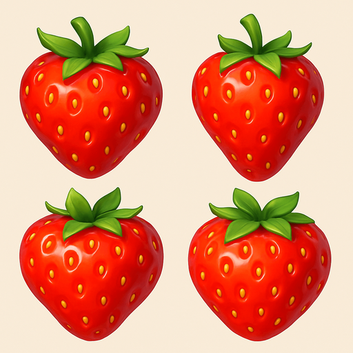 Pack of different strawberry, painted 3D strawberry, without black lines around it!
In-Game asset.  High contrast.  No shadows. 3D