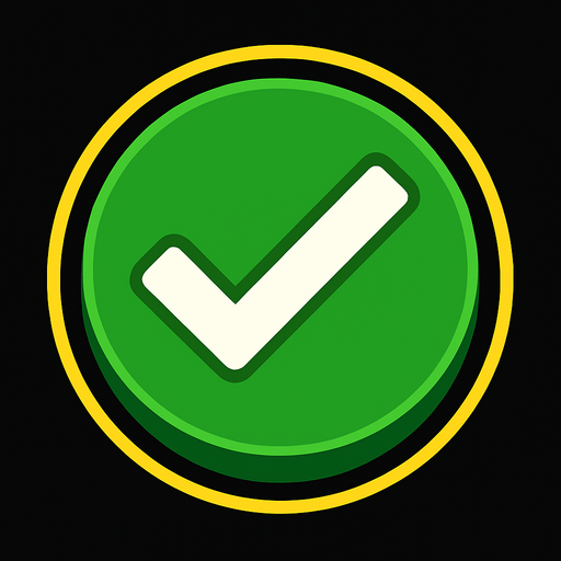 Green button with a tick on it