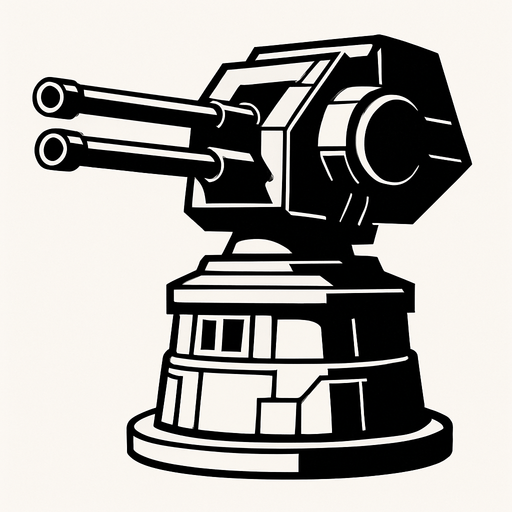 Death Star turret.
In-Game asset.  2d.  High contrast.  No shadows