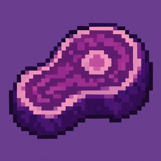 2d pixel art high quality purple monster meat.
In-Game asset.  2d.  High contrast.  No shadows