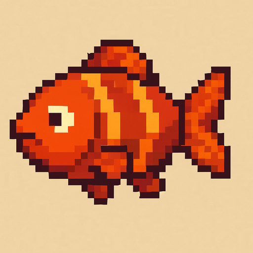 pixel art 2D fish.
In-Game asset.  2d.  High contrast.  No shadows