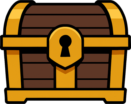 Front of treasure chest.
In-Game asset.  2d.  High contrast.  No shadows