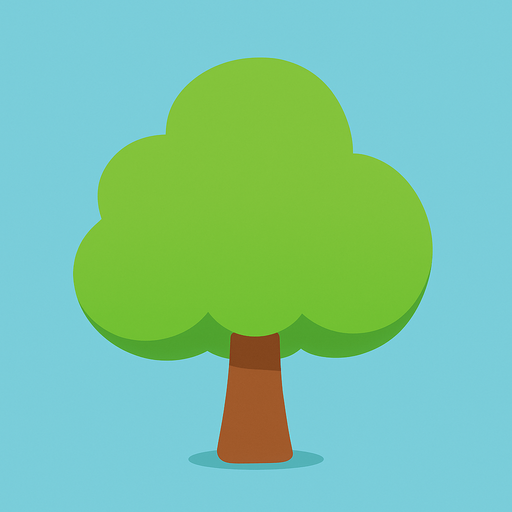 a single simple kawaii tree without outlines and no face, for a non-distracting game background.
In-Game asset.  2d.  High contrast.  No shadows