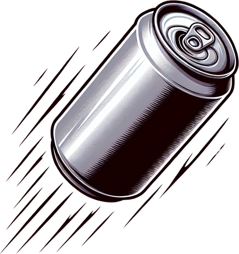 flying soda can, NO WINGS!.
Single Game Texture.  In-Game asset.  2d.  Blank background.  High contrast.  No shadows