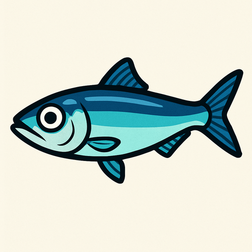 A blueish Anchovy.
In-Game asset.  2d.  High contrast.  No shadows
