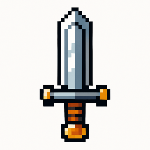 Quiero una espada de metal, estilo 32 bits.
In-Game asset.  2d.  High contrast.  No shadows