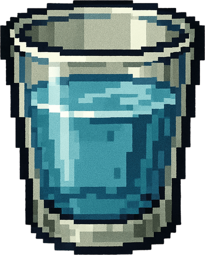 un vaso con agua estilo pixel art metal slug.
In-Game asset.  2d.  High contrast.  No shadows