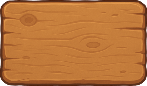Crea un elemento de fondo con la apariencia de un tablón de madera desgastada, en un estilo 2D renderizado, limpio y cartoonish. El tablón debe tener una textura de madera visible (nudos, vetas sutiles, ligeras imperfecciones) para darle un toque rústico y orgánico, pero manteniendo la limpieza visual general del estilo.

El diseño debe considerar lo siguiente:

Forma: Un rectángulo con proporciones que permitan contener varios iconos de recursos horizontalmente (para la parte superior) y quizás un rectángulo más vertical para la selección de torres lateralmente. Podrías generar dos versiones con diferentes proporciones si lo prefieres.

Coloración: Tonos cálidos de madera (marrones claros a medios, quizás con toques de ocre o beige). Los colores no deben ser demasiado saturados para no distraer de los iconos que se colocarán encima.

Bordes: Los bordes del tablón pueden ser ligeramente irregulares o redondeados para reforzar la apariencia de madera natural. Podrías incluir sutiles det.
In-Game asset.  2d.  High contrast.  No shadows