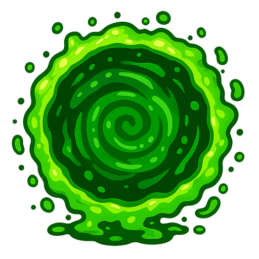 green round portal made of green portal fuid.
In-Game asset.  2d.  High contrast.  No shadows