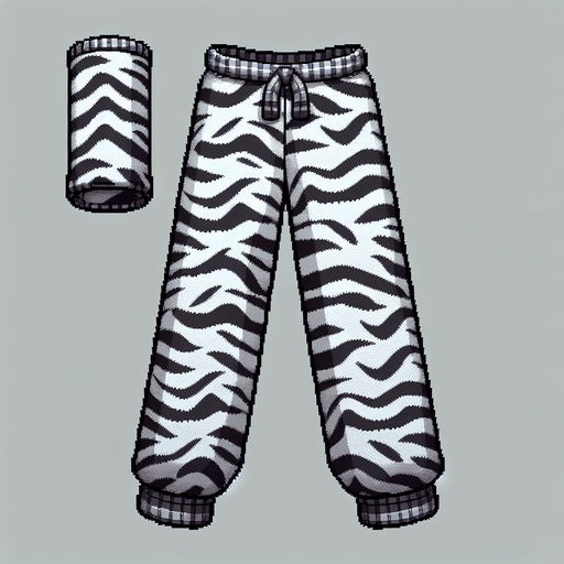 flannel zebra pyjamas.
Single Game Texture.  In-Game asset.  2d.  Blank background.  High contrast.  No shadows