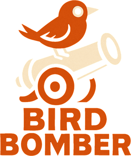 En el logo estera el texto de bird bomber abajo estara un cañon y arriba un pajaro.
In-Game asset.  High contrast.  No shadows