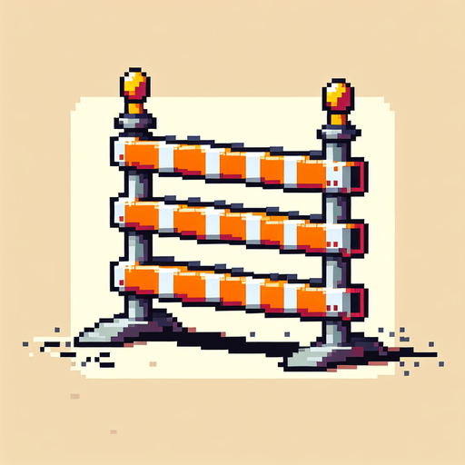 Piksel sanatı trafik engeli.
Single Game Texture.  In-Game asset.  2d.  Blank background.  High contrast.  No shadows