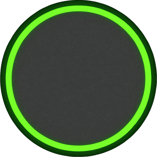 circle, tiny green neon border, gray fill, simple.
In-Game asset.  2d.  High contrast.  No shadows