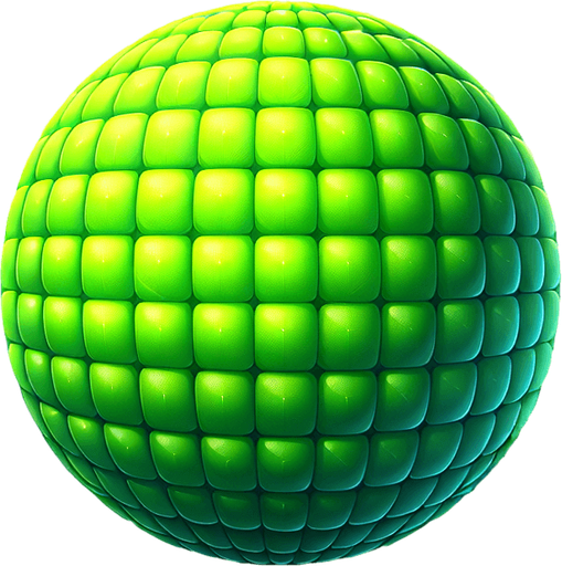 green ball.
Single Game Texture. In-Game asset. 2d. Blank background. High contrast. No shadows.