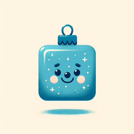 Perfectly square blue Christmas decoration. Cartoon. Cute art style