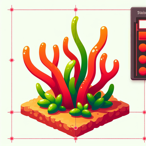 Coral with seeweed inside of it.
Single Game Texture.  In-Game asset.  2d.  Blank background.  High contrast.  No shadows