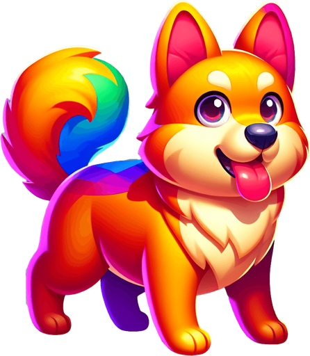 dog.
Single Game Texture. In-Game asset. 2d. Blank background. High contrast. No shadows.