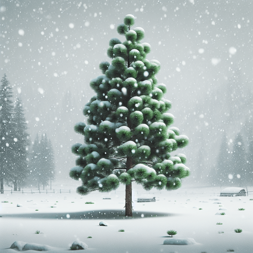 Single Photorealistic snowy Pinewood