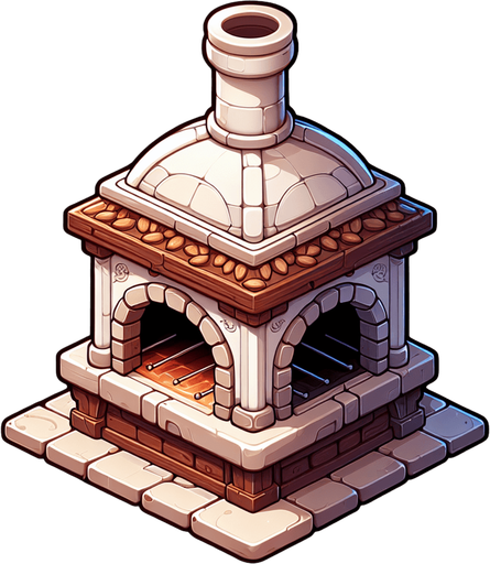 Fırın.
Single Game Texture.  In-Game asset.  2d.  Blank background.  High contrast.  No shadows