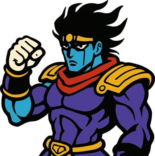 Star platinum 
jojo.
In-Game asset.  2d.  High contrast.  No shadows
