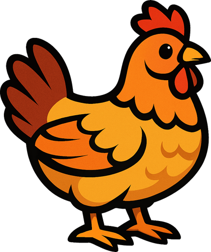 Chicken.
In-Game asset.  2d.  High contrast.  No shadows