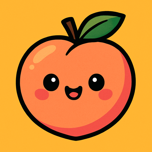 Peach with cute face.
In-Game asset.  2d.  High contrast.  No shadows