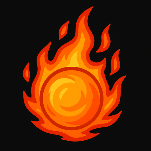 Alev topu.
In-Game asset.  2d.  High contrast.  No shadows