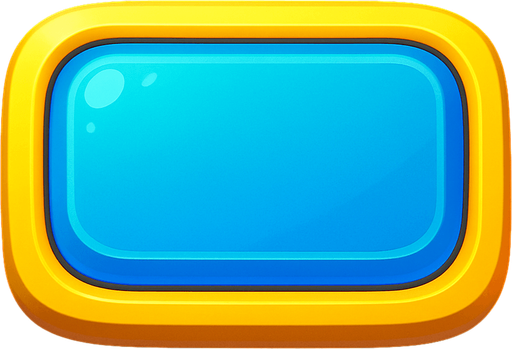 I want a button box with rounded corners and a colorful design using blue, yellow, and white colors.  
In-Game asset.  
There should be no text inside the button.