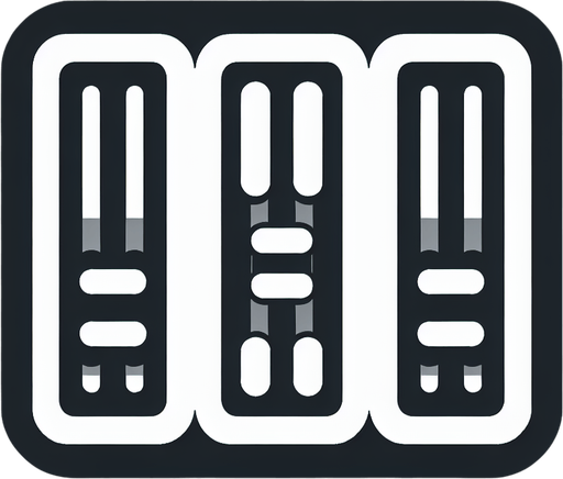 UI 3 horizontal faders icon. white.
2d.  No shadows