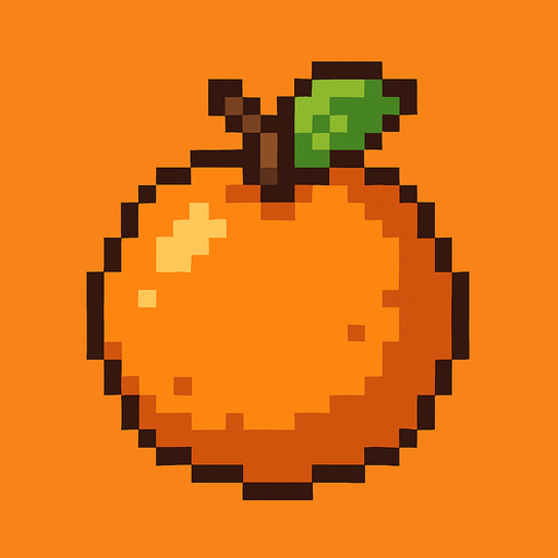 make pixel art 2d orange.
In-Game asset.  2d.  High contrast.  No shadows