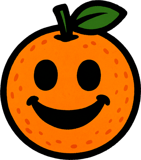 Orange with face.
In-Game asset.  2d.  High contrast.  No shadows