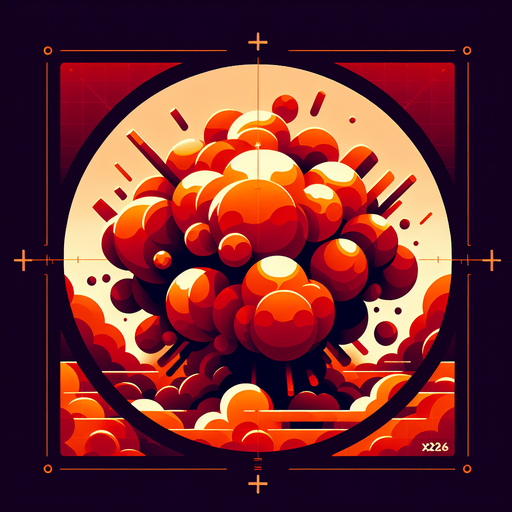 爆炸，里面有“X256”的字样,暖色调.
Single Game Texture. In-Game asset. 2d. Blank background. High contrast. No shadows.