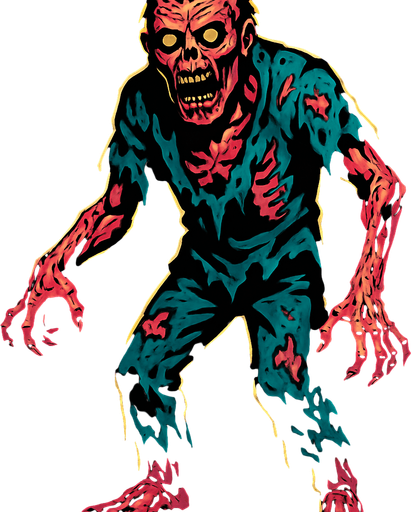 a horror zombie.
In-Game asset.  2d.  High contrast.  No shadows