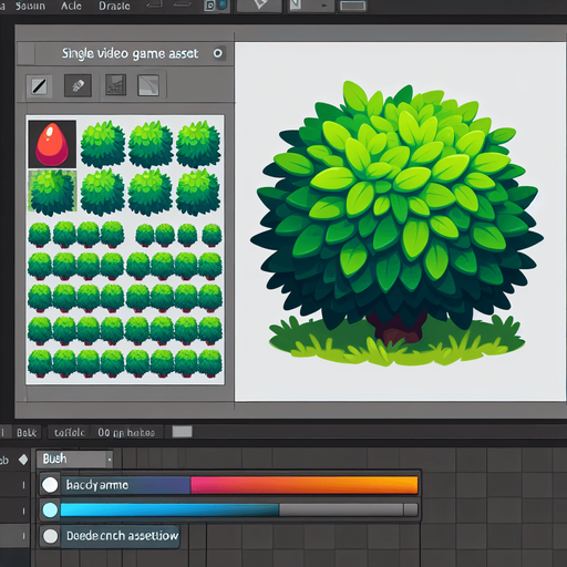 bush.
Single Game Texture.  In-Game asset.  2d.  Blank background.  High contrast.  No shadows